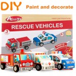 Set 3 masinute din lemn de construit si pictat Rescue Vehicles Cars (DIY)